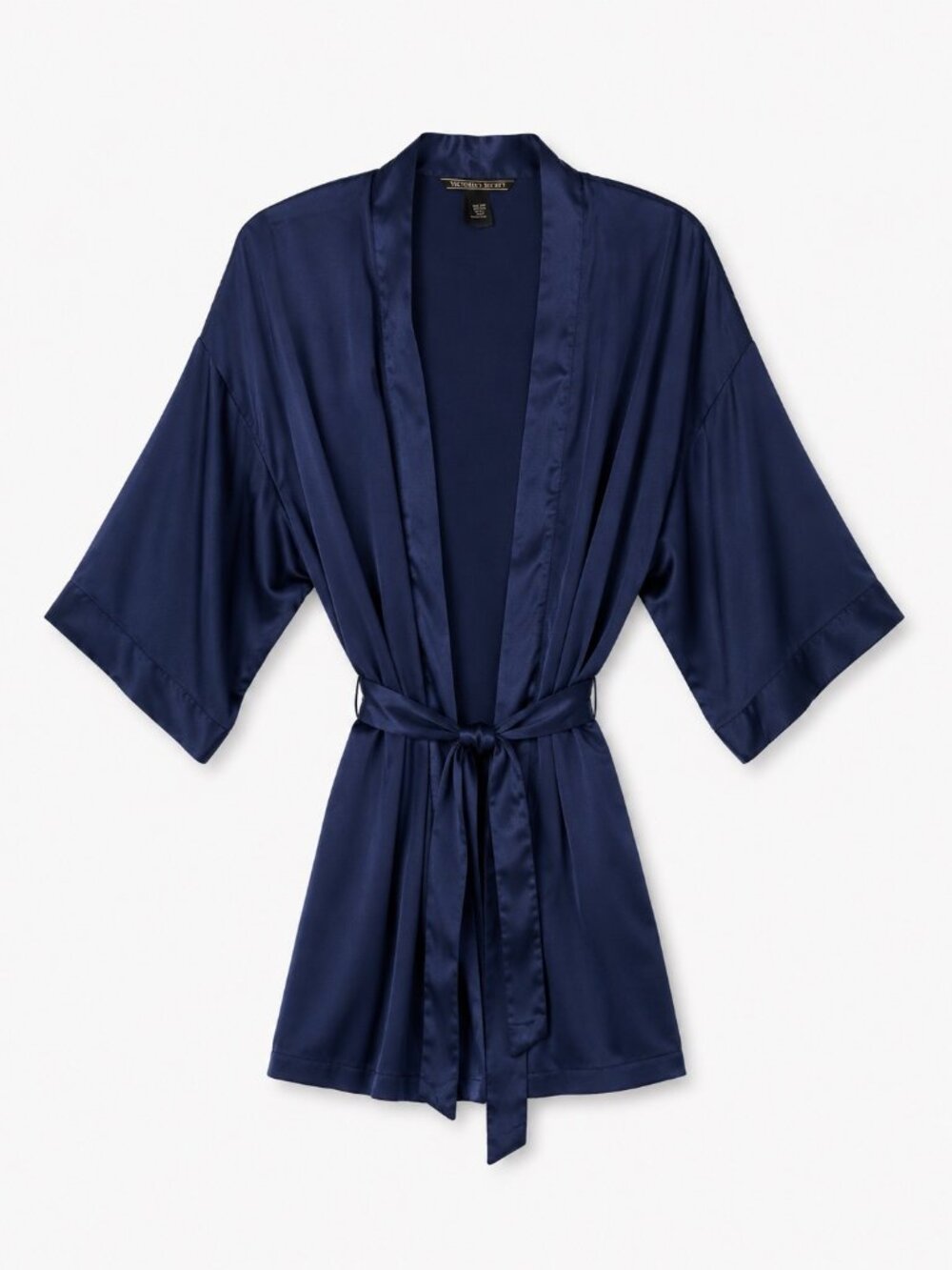 Victoria’s Secret Satin Kimono Robe XS/S Navy Blue Short Bridal Lounge